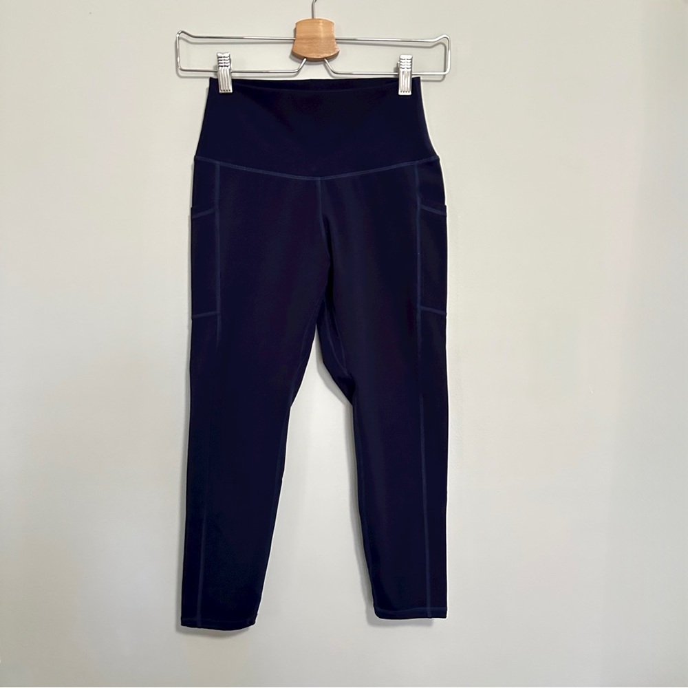 ColorfulKoala Essential Crop Legging with Pockets 21” Inseam Navy Blue Small - Picture 3 of 8